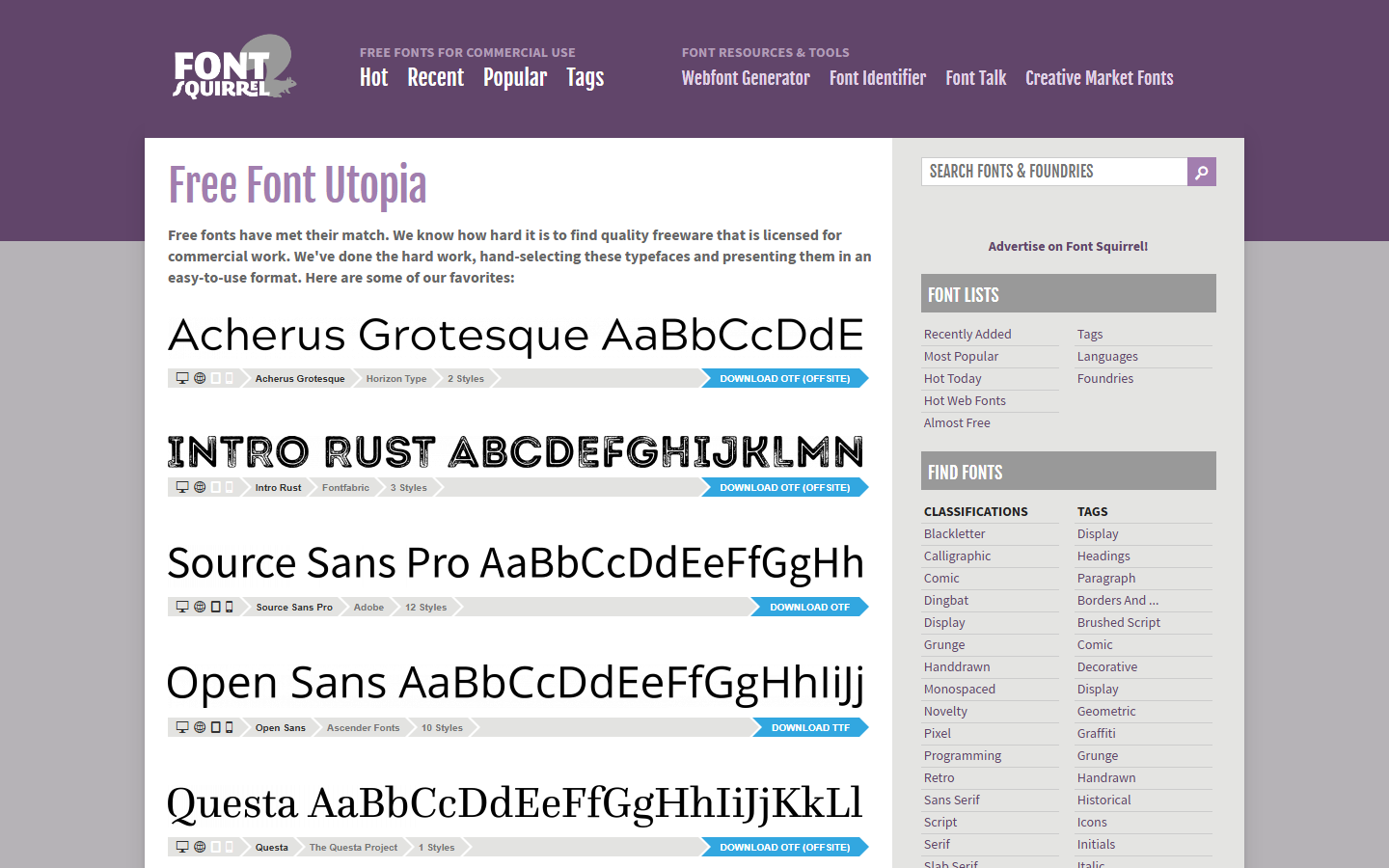 FONT/SQURIEEL 站点截图