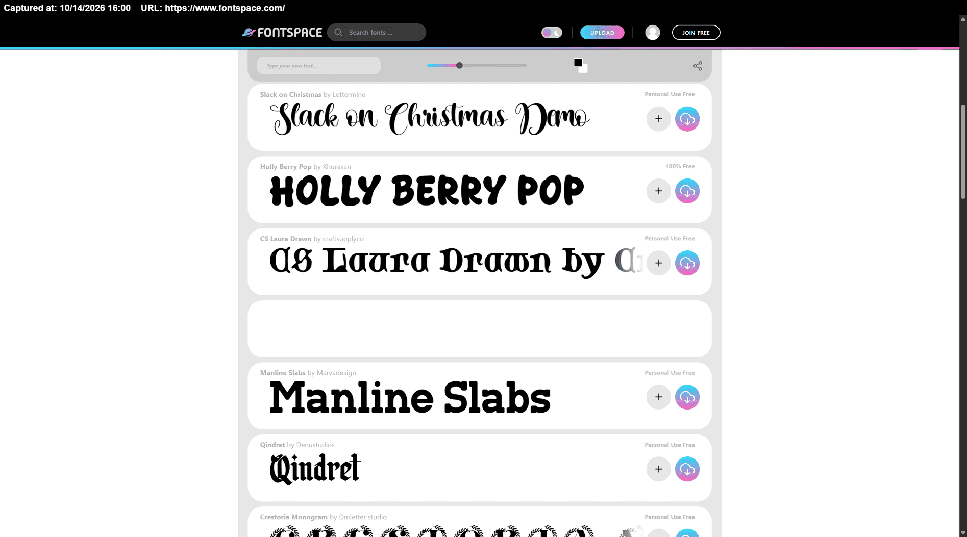FontSpace 站点截图